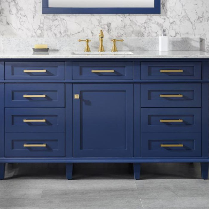 Elizabeth 60" Blue Bathroom Vanity – Carrara Top, Single Sink