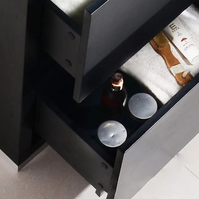 Mora 24" Black Composite Sink Bathroom Vanity – Modern Free Standing with Push-Open Storage