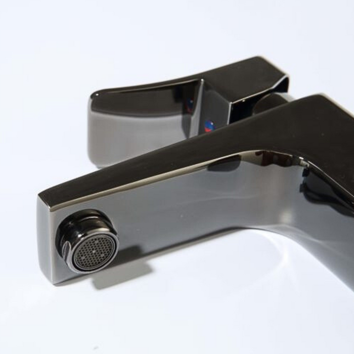 UPC Brass Bathroom Nirrah Faucet Glossy Black Elite w/ Drain