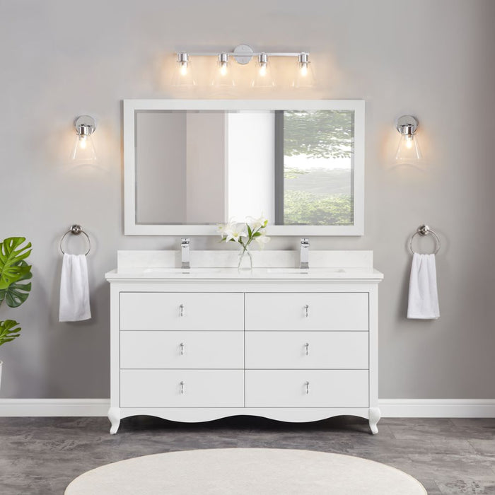 Samuel Classic 60" White Solid Wood Bathroom Vanity - Single Undermount Sink with Artificial Stone Top & 6 Dovetail Drawers