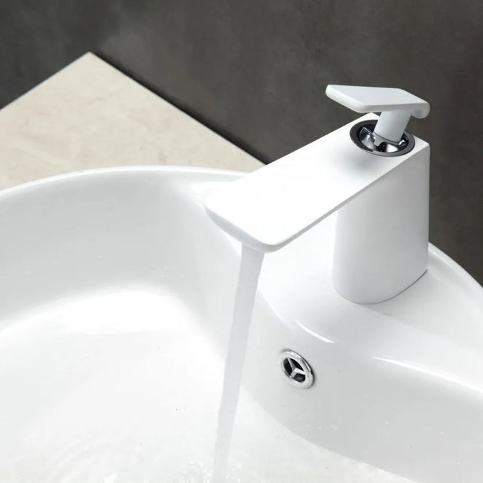 Adatto Chrome White Single Lever Sink Faucet – Solid Brass Construction Anti-Tarnish