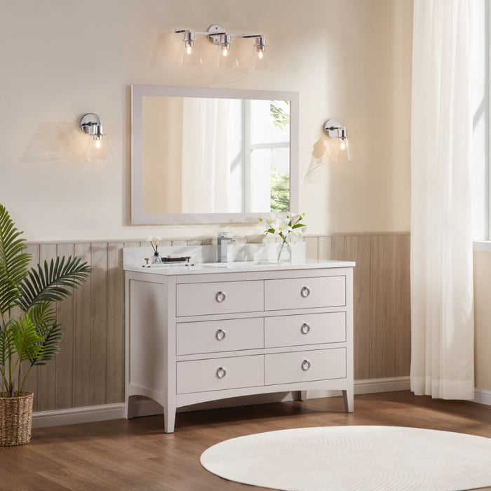 Winda 48" White Bathroom Sink Vanity – Solid Wood Base & Artificial Stone Counter