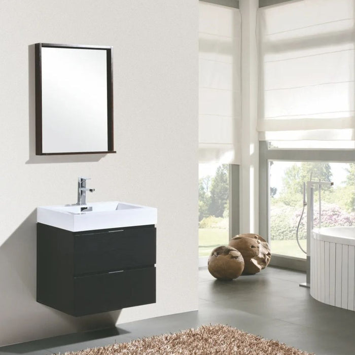 Brinda 24" Black Wall Mount Bathroom Vanity – Marine Veneer Modern Style