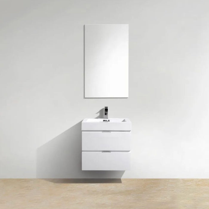 Abrosia 24" High Gloss White Wall Mount Bathroom Vanity - European Soft-Close Hardware & Acrylic Sink