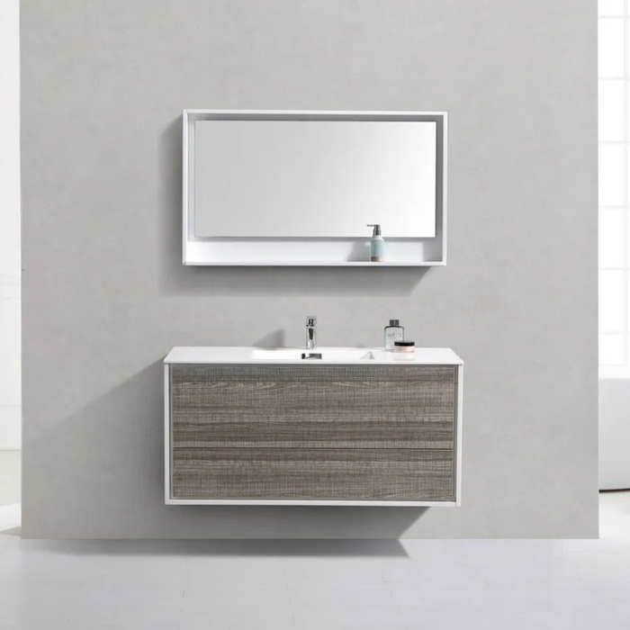 DeLusso 48" Single Sink  Ash Gray Wall Mount Modern Bathroom Vanity