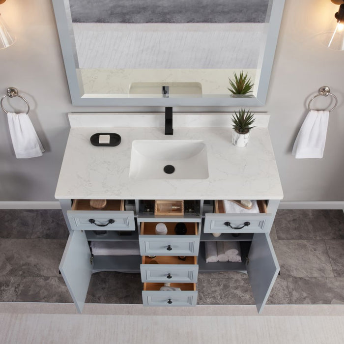 Tamblin 48" Cadet Solid Wood Single Sink Vanity with Artificial Stone Countertop - Modern Bathroom Storage