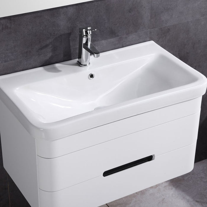 Remi 32" White PVC Single Bathroom Vanity – Modern Freestanding Vanity with LED Mirror & DTC Soft Close Hardware