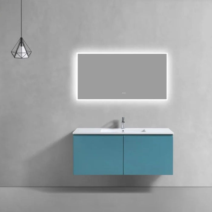 Mandell 48" Teal Green Single Sink Bathroom Vanity – Modern Wall Mount Floating Vanity with Acrylic Composite Top
