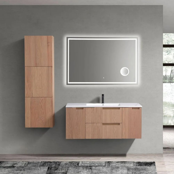 FIORE 48'' Single Sink Wall Mount Cabinet - Oak Wood