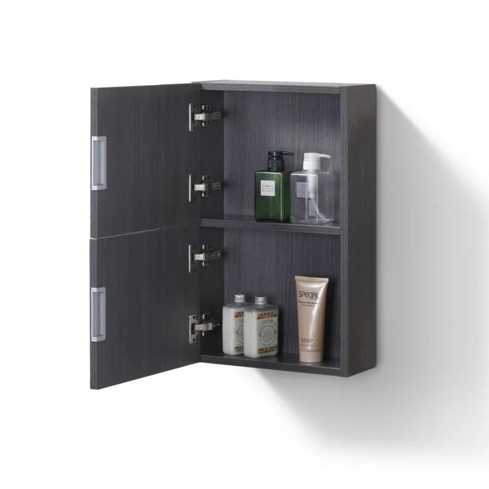 Kenan 14" x 24" High Gloss Gray Oak Linen Side Cabinet – Single Door Storage with Soft Close