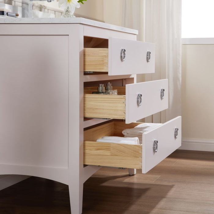 Wylie 36" Classic White Solid Wood Bathroom Vanity - 1" Stone Top, 3 Dovetail Drawers, Free-Standing