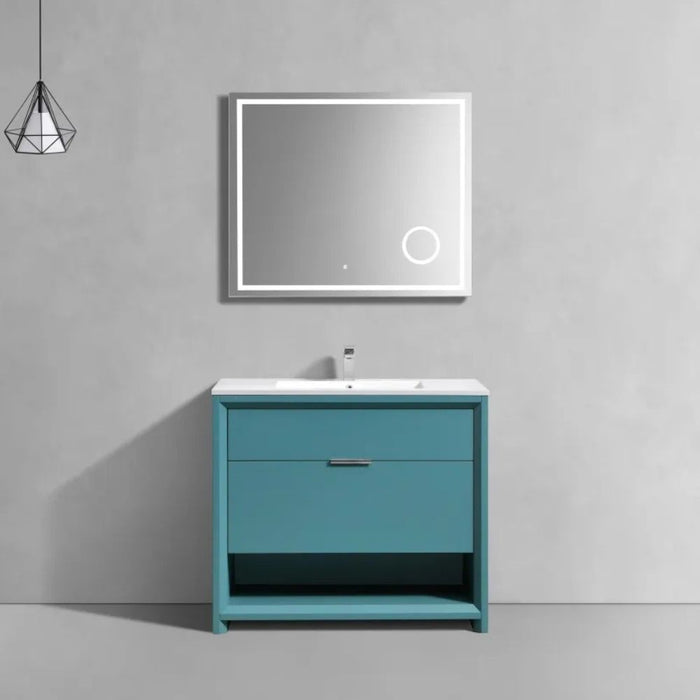 Mikasi 40" Teal Green MDF Modern Bathroom Vanity – Contemporary Style with Soft-Close Drawers