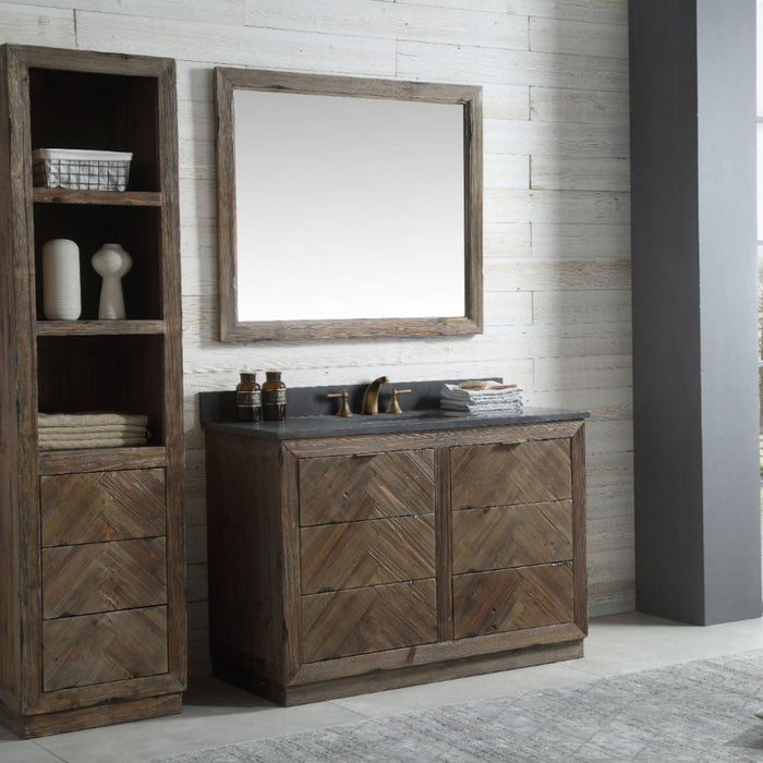 Melody 48" White Marble Top Bathroom Vanity - Wood Cabinet with 6 Drawers & Pre-Drilled Holes