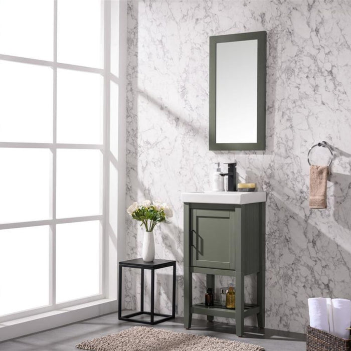 Aster 18" Pewter Green Ceramic Bathroom Vanity - Single Sink with White Top
