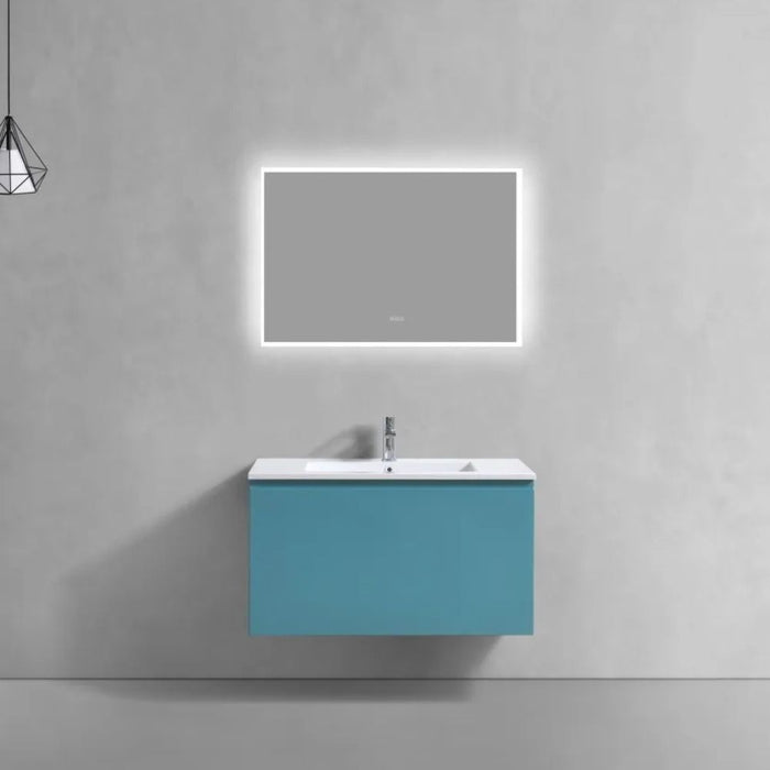 Rachel 36" Teal Green Wall Mount Modern Bathroom Vanity – Floating Contemporary Design with Overflow Sink