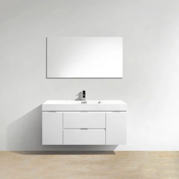 Bliss 48" High Gloss White Wall Mount Modern Bathroom Vanity