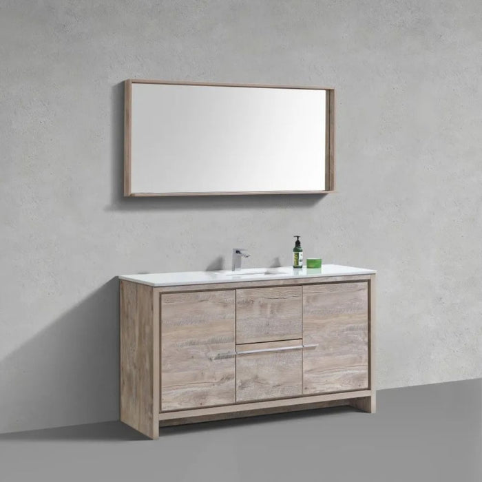 Dolce 60? Nature Wood Modern Bathroom Vanity with White Quartz Counter-Top