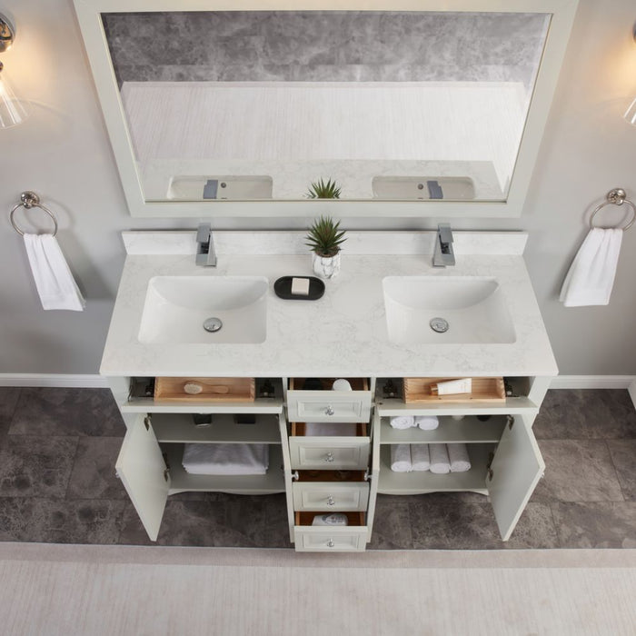 Eline 60" Silver Strand Finish Bathroom Vanity - Solid Wood Single Sink with Undermounted Basin