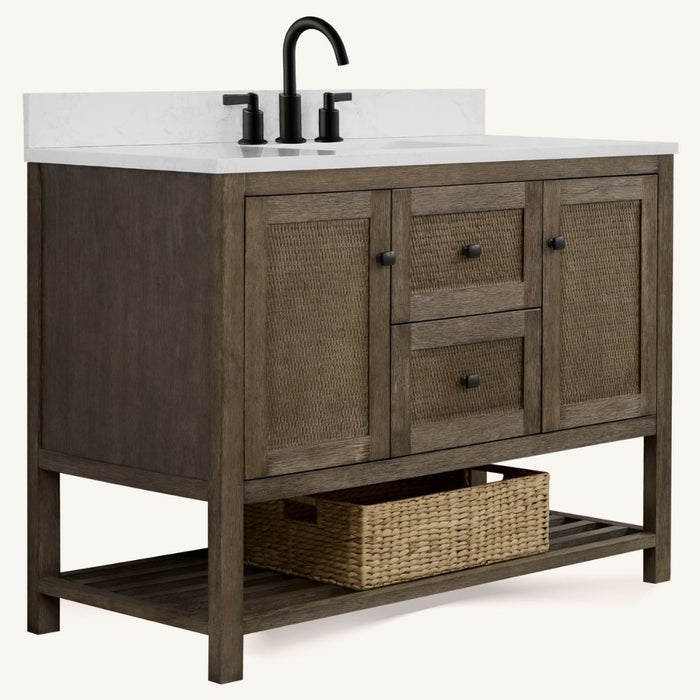 Edeline 48" White Stone Vanity – Modern Bathroom Cabinet with Undermount Sink & Storage