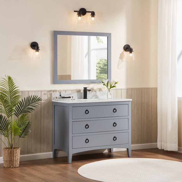 42" Lancashire Cadet Solid Wood Bathroom Vanity with Artificial Stone Top & Soft-Close Drawers