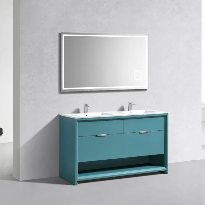 Salim 60" Teal Green MDF Double Sink Bathroom Vanity – Modern Style with Soft-Close Drawers