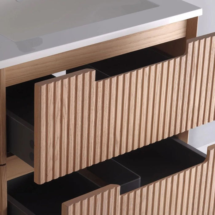 FIORE 48'' Double Sink Wall Mount Cabinet - Oak Wood