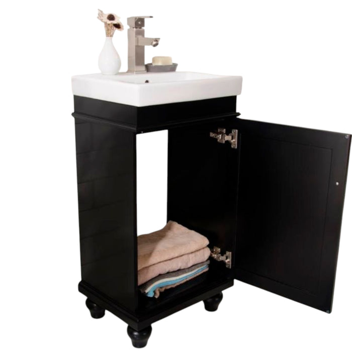 Arbor 18" Espresso Wood Vanity Cabinet with White Ceramic Top & Sink – Modern Bathroom Furniture