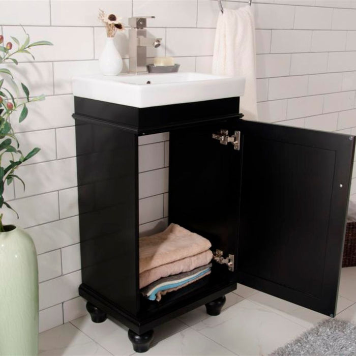 Arbor 18" Espresso Wood Vanity Cabinet with White Ceramic Top & Sink – Modern Bathroom Furniture
