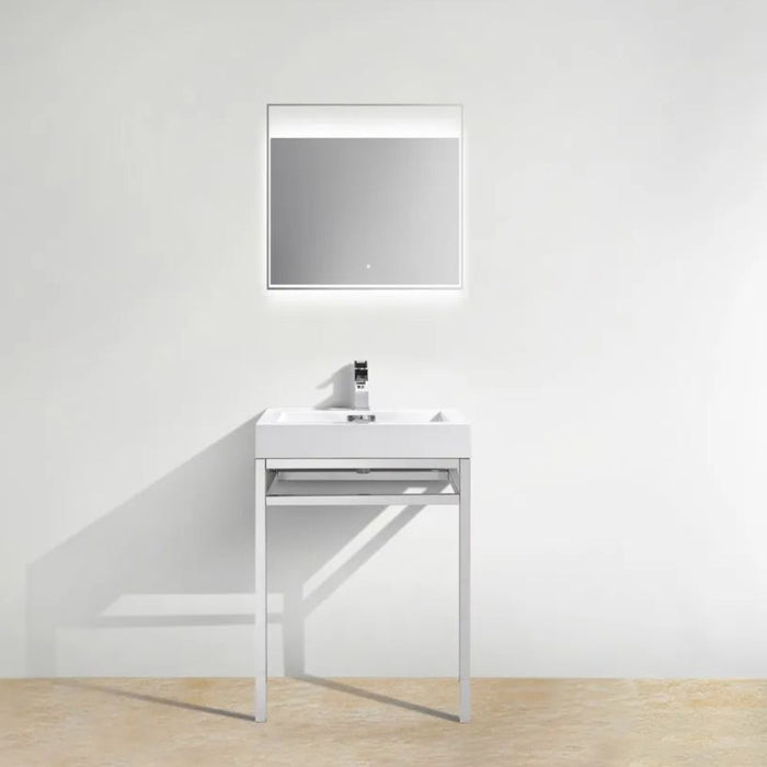 Haus 24" Stainless Steel Console w/ White Acrylic Sink - Chrome