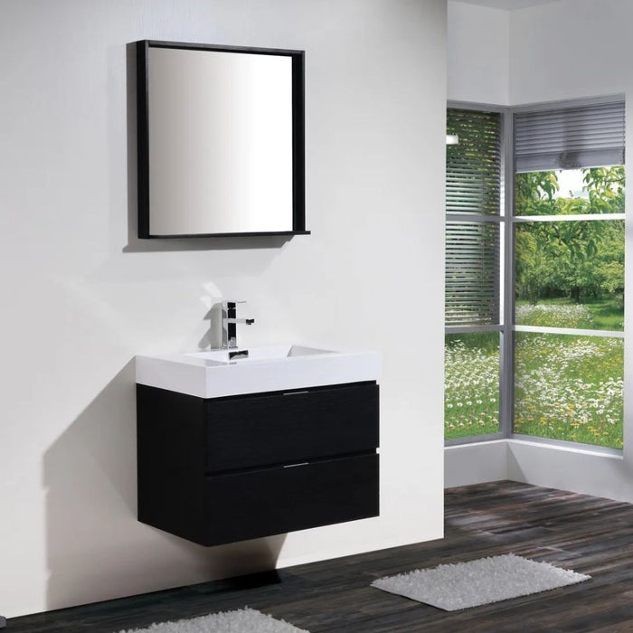 Devona 30" Black Modern Wall Mount Bathroom Vanity – Marine Veneer Construction with European Hardware
