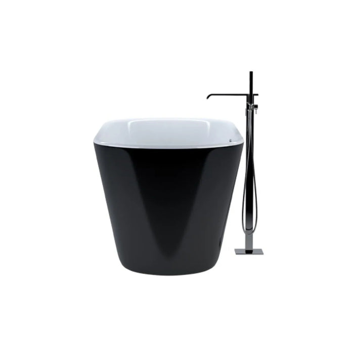 59-Inch Norwin Freestanding Acrylic Tub – White Finish with Black Accents