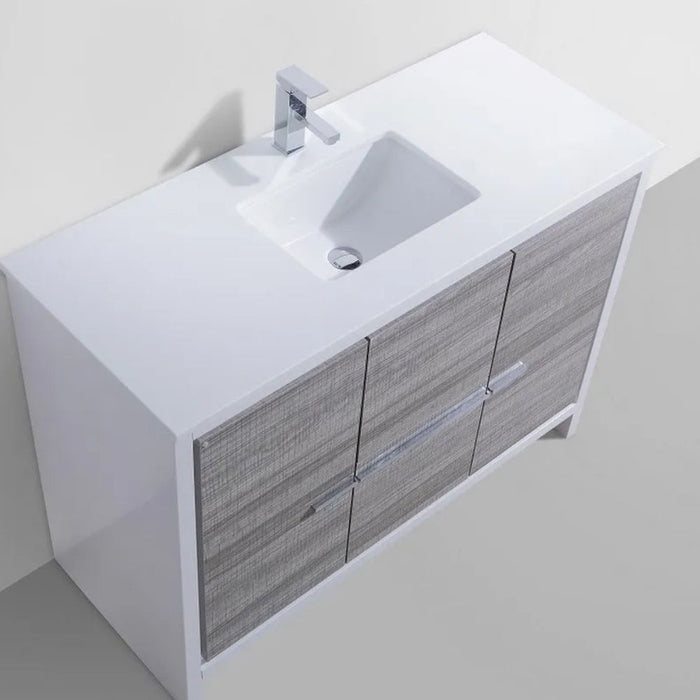 Dreid 48" Ash Gray Contemporary Bathroom Vanity – Wood Construction with White Quartz Top