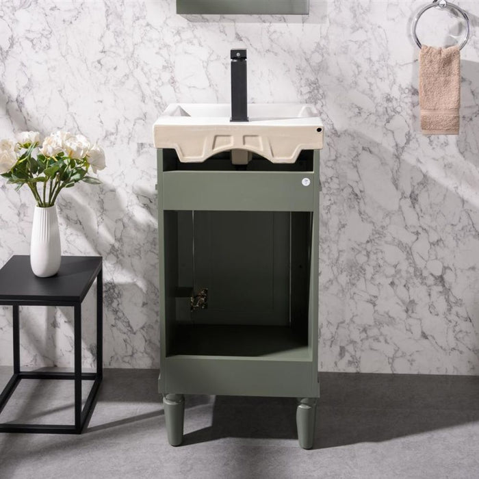 Aurora 18" Pewter Green Ceramic Sink Vanity – Space-Saving Bathroom Storage
