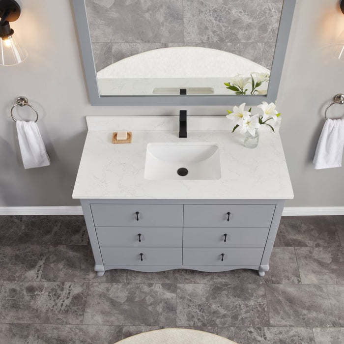 Kristy 48" Cadet Solid Wood Single Sink Vanity with Soft Close Drawers & Stone Top