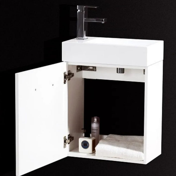 Darcy 18" High Gloss White Wall Mounted Modern Vanity – European Hardware Soft-Close