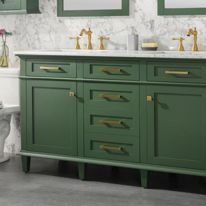 60" Caramay Green Double Vanity – Marble Top, Modern Bathroom Style