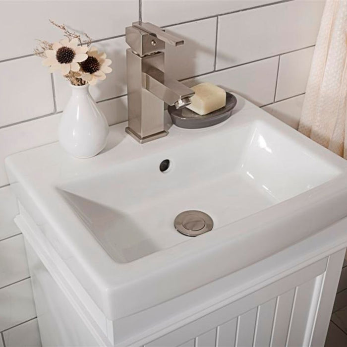 Beau 18" White Bathroom Vanity with Ceramic Sink and Top – Single Hole Faucet Mount