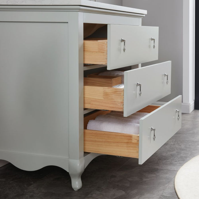 Kari 36" Vanity in Silver Finish – Solid Wood with Artificial Stone Countertop