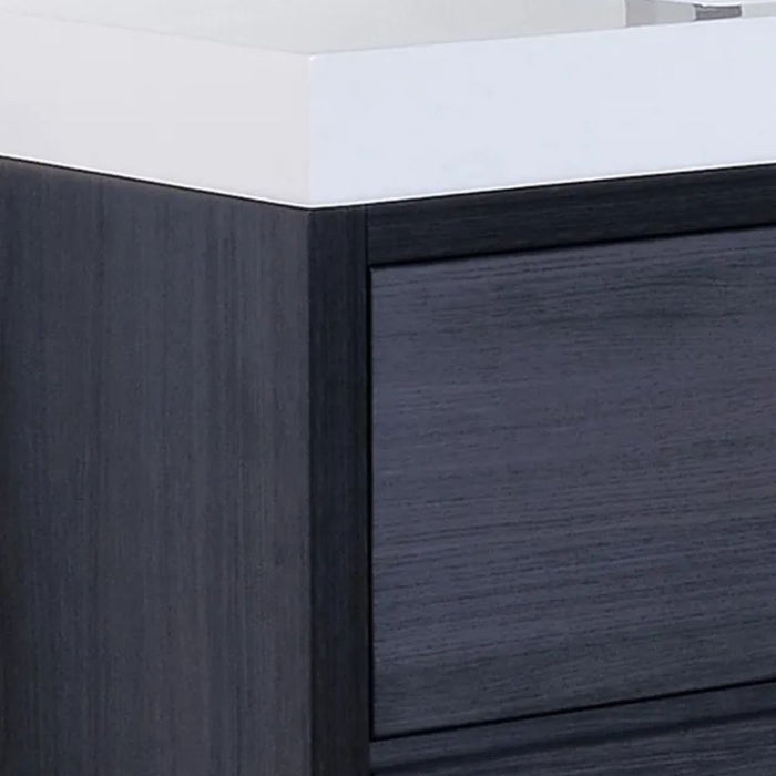 Misha 60" Gray Oak Acrylic Sink Modern Bathroom Vanity – Freestanding Single Hole Faucet Mount