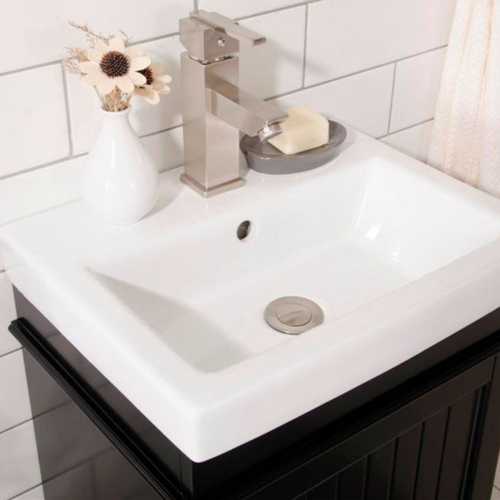 Arbor 18" Espresso Wood Vanity Cabinet with White Ceramic Top & Sink – Modern Bathroom Furniture