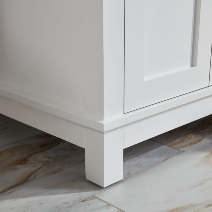 Miren 60" White Classic Solid Wood Bathroom Vanity with Artificial Stone Top, 6 Drawers & 4 Doors