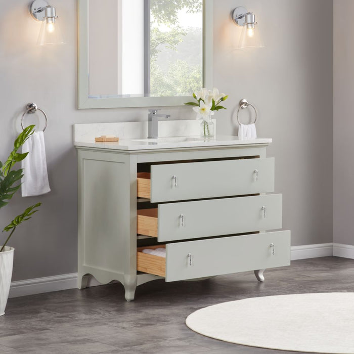 Sumner 42" Silver Strand Solid Wood Bathroom Vanity with 1" Artificial Stone Countertop