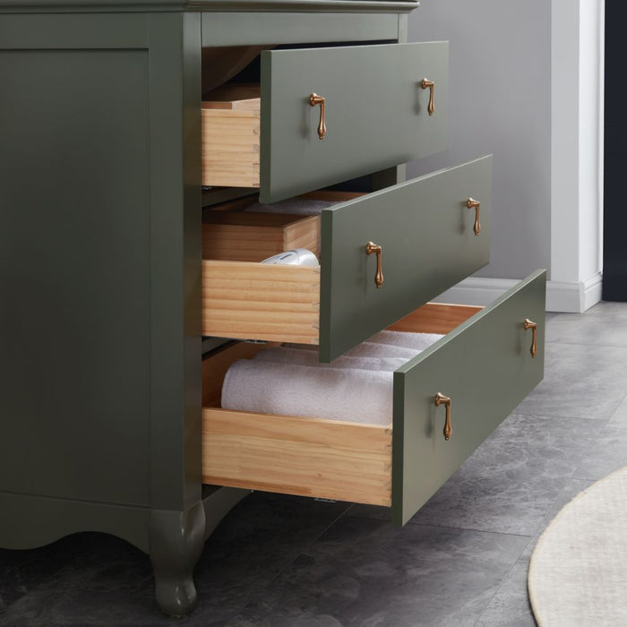 Fraizer 36" Green Wood Bathroom Vanity – Modern Design with Faux Stone Top