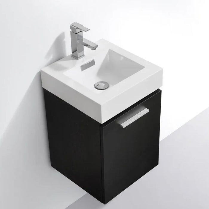 Charlene 16" Black Wall Mount Bathroom Vanity – Modern Acrylic Sink with Marine Veneer Construction