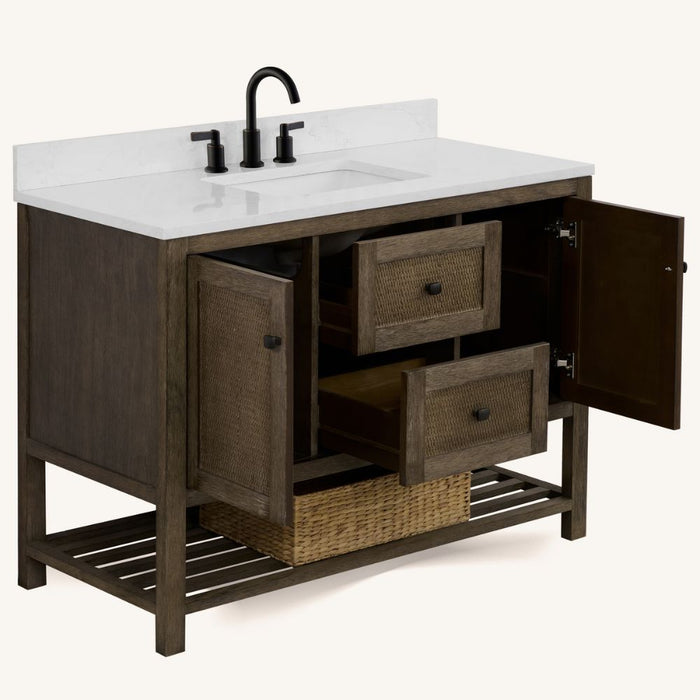 Edeline 48" White Stone Vanity – Modern Bathroom Cabinet with Undermount Sink & Storage