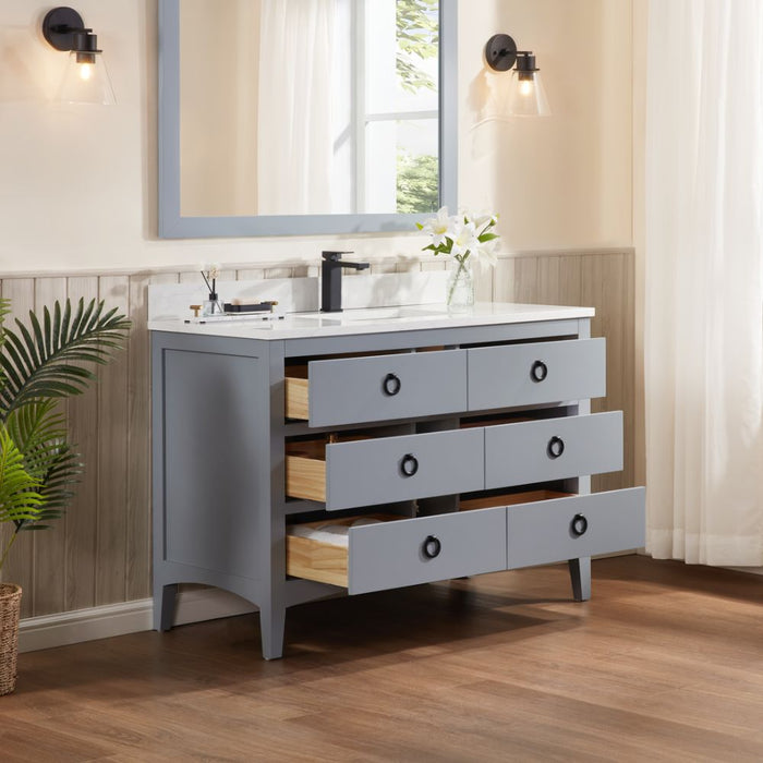 Felda 48" Modern Bathroom Vanity – Cadet Wood & Top