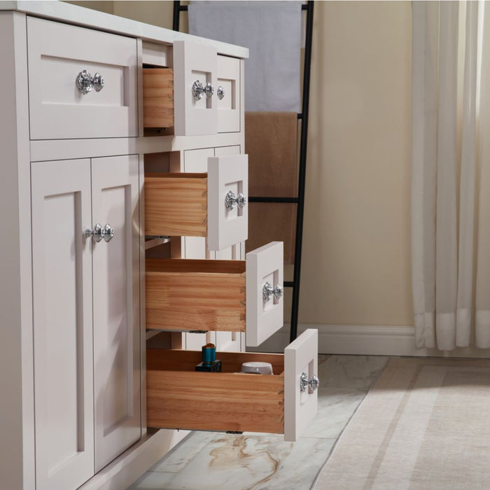 Cassandra 60" Solid Wood Bathroom Vanity White Finish Undermount Sink & Stone Top