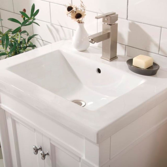 Lagos White 24" Bathroom Vanity with Ceramic Top and Sink – Space-Saving Storage Cabinet