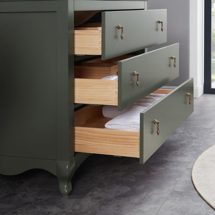 42" Pewter Green Solid Wood Bathroom Vanity with Artificial Stone Top