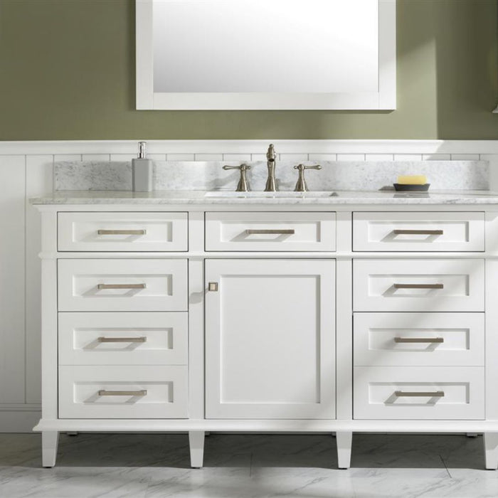 Lisen 60" Bathroom Vanity – White Cabinet with Marble Countertop